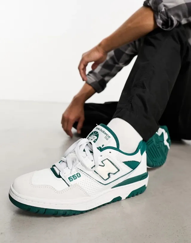 New Balance Unisex 550 White/Green Trainers