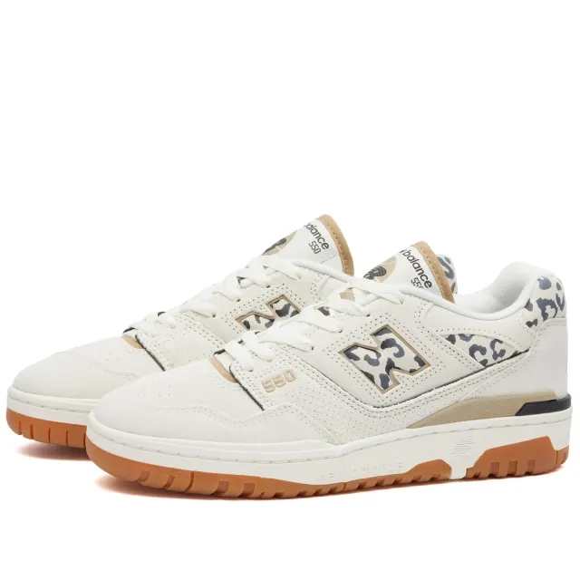 New Balance 550 Trainers In Sea Salt And Leopard-White