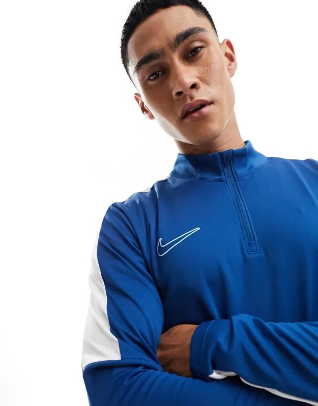 Nike Football Academy Dri-Fit Panelled Half Zip Drill Top In Navy