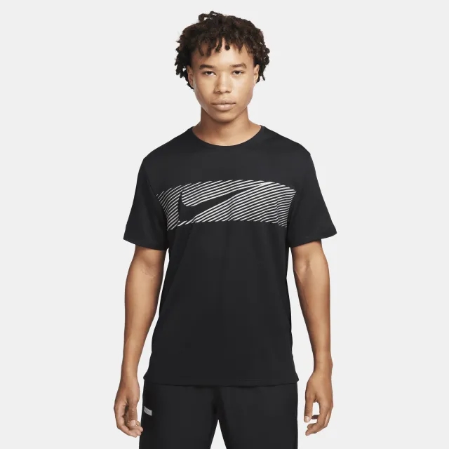 Nike Running Flash Dri-Fit Miler Reflective T-Shirt In Black