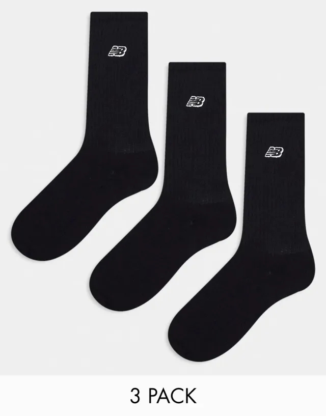 New Balance Logo Socks 3 Pack, Black