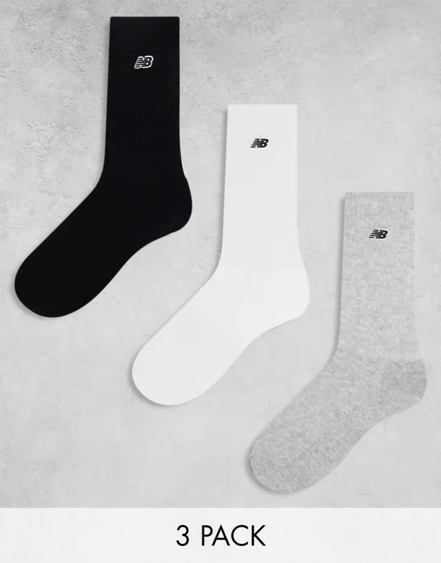 New Balance Embroidered Logo Crew Socks 3 Pack In Multi