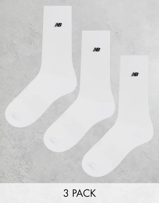 New Balance Logo Socks 3 Pack, White