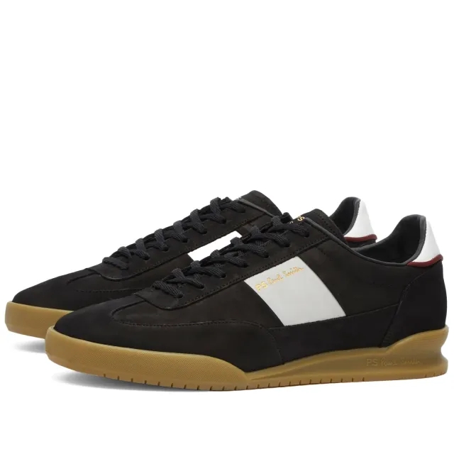 Paul Smith Dover Suede Mix Trainer In Black With Gum Sole