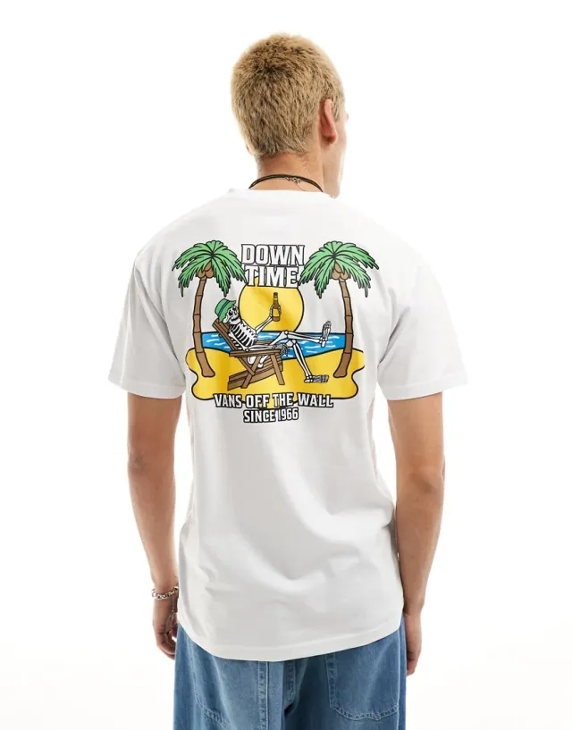 Vans Down Time Back Print T-Shirt In White