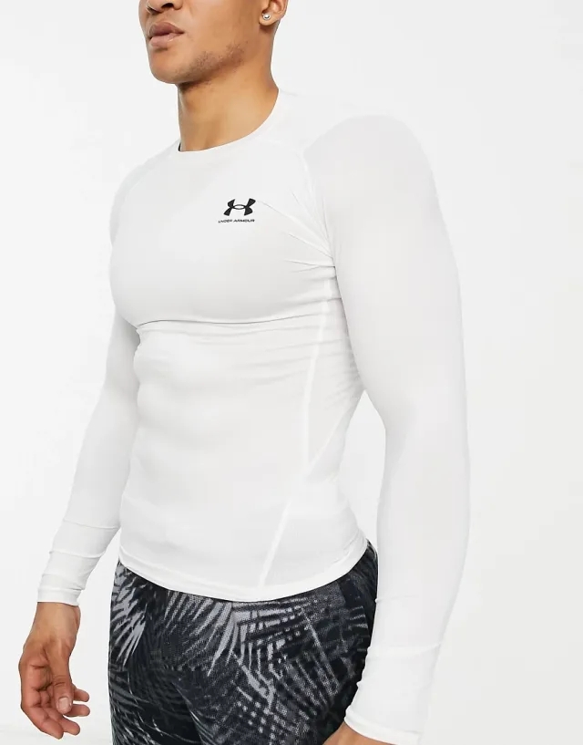 T-Shirt Under Armour Hg Armour Comp Ls White/ Black Xs