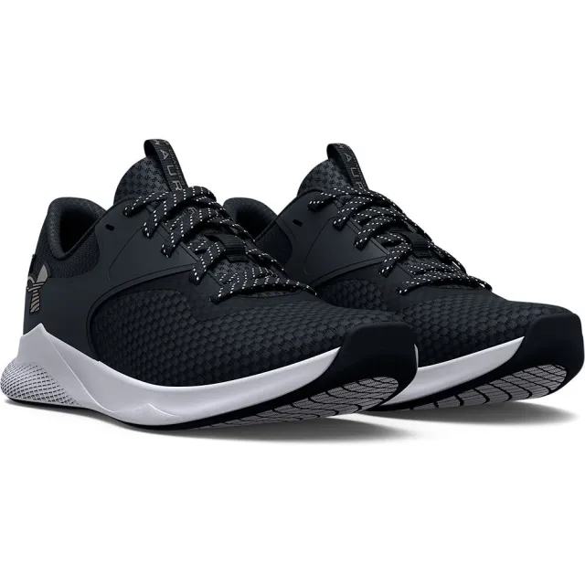 Women's  Under Armour  Charged Aurora 2 Training Shoes Black / Black / Metallic Warm Silver 7