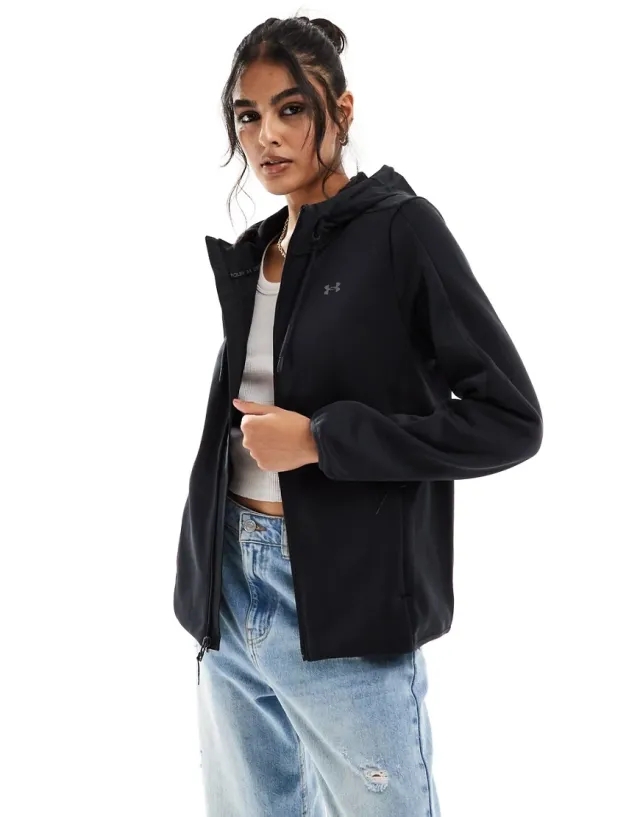 Under Armour Essential Hooded Sweat Jacket In Black