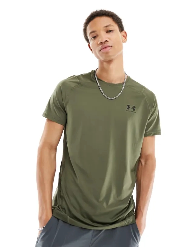 Under Armour Men's HeatGear® Fitted Short Sleeve Marine OD Green / Black S