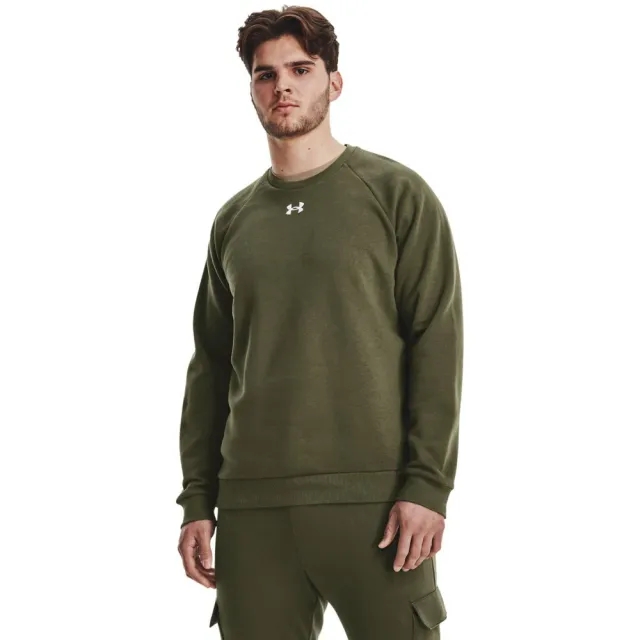 Men's  Under Armour  Rival Fleece Crew Marine OD Green / White XXL