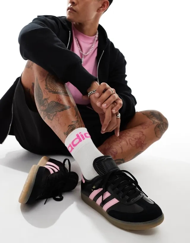 Adidas Originals Samba X Imfc Trainer In Black And Pink