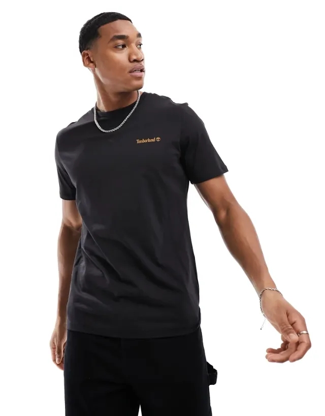 Timberland Small Script Logo T-Shirt In Black