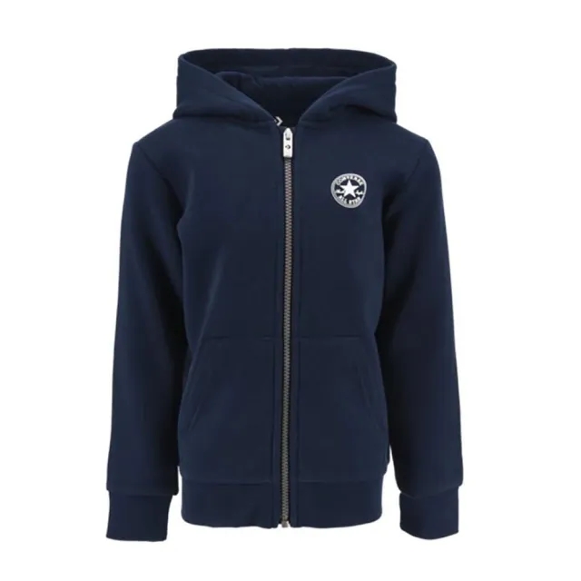 Converse Younger Boys Fleece Chuck Patch Zip Through Hoody - Navy, Navy