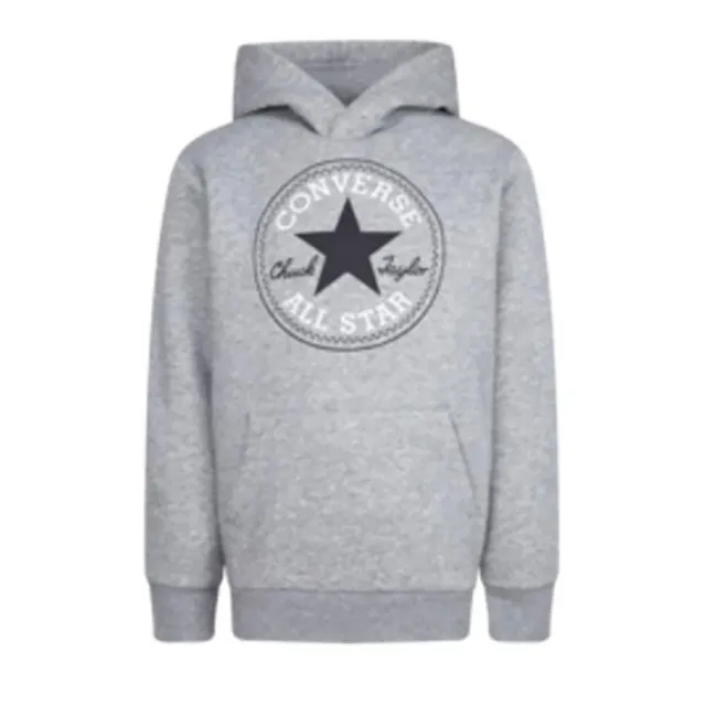 Converse Younger Boys Fleece Chuck Patch Overhead Hoody - Dark Grey, Dark Grey