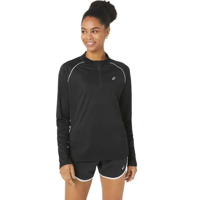 Asics Icon Half Zip Long Sleeve T-shirt  - Black