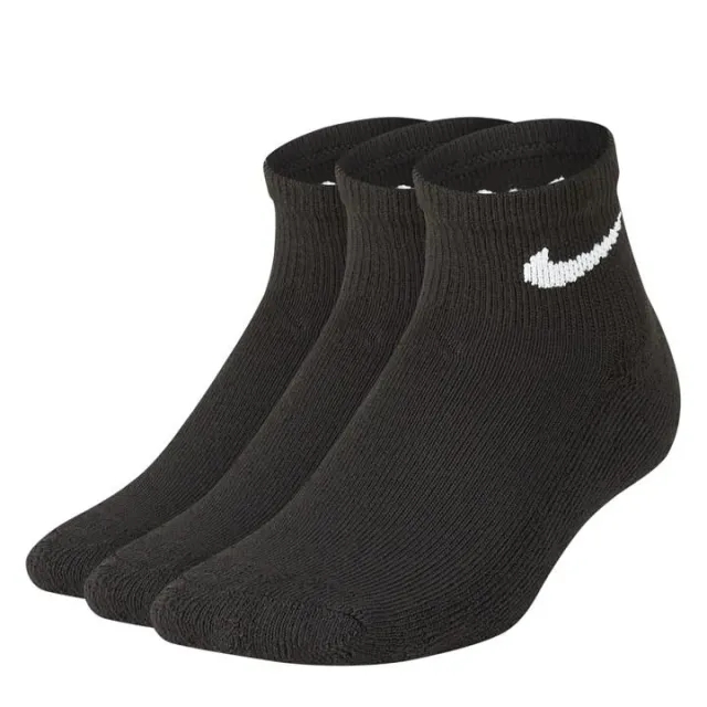Nike Kids 3 Pack Basic Ankle Sock - Black - Size 9.5-2.5 - Black