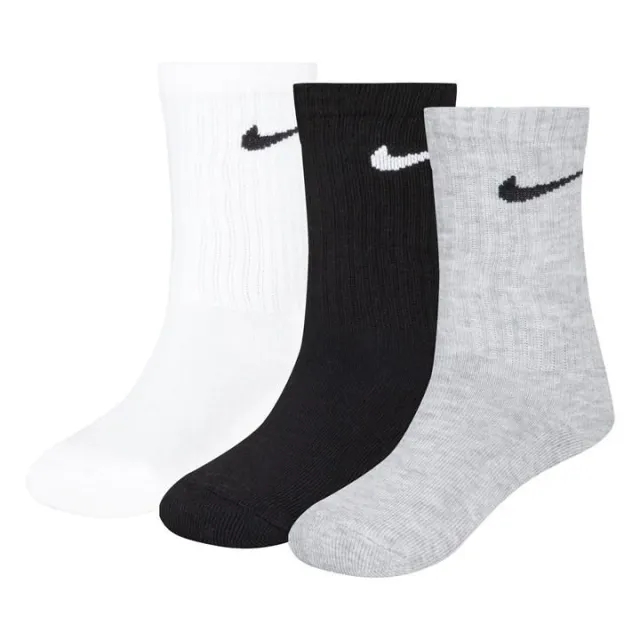 Nike Kids 3 Pack Basic Crew Sock - Multi - Size 9.5-2.5 - Multi