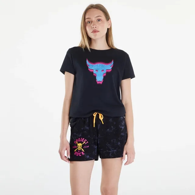 T-Shirt Under Armour Project Rock W Underground Core T Black/ Viral Blue L