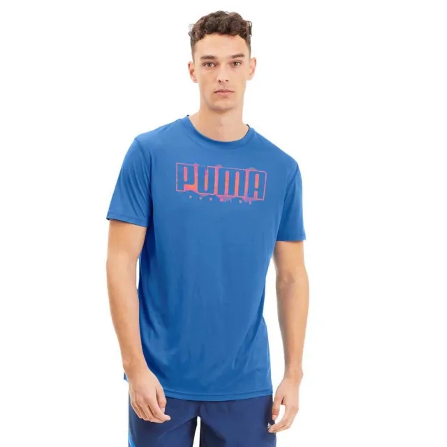 Puma Last Lap Slogan Short Sleeve T-shirt  - Blue