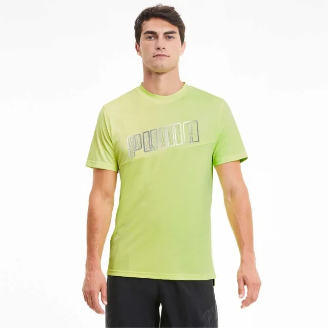 Puma Run Logo Short Sleeve T-shirt  - Yellow