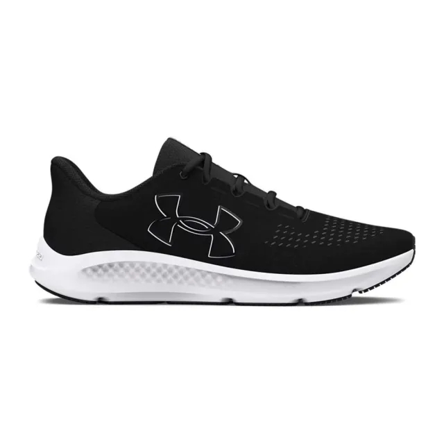Women's  Under Armour  Charged Pursuit 3 Big Logo Running Shoes Black / Black / White 4