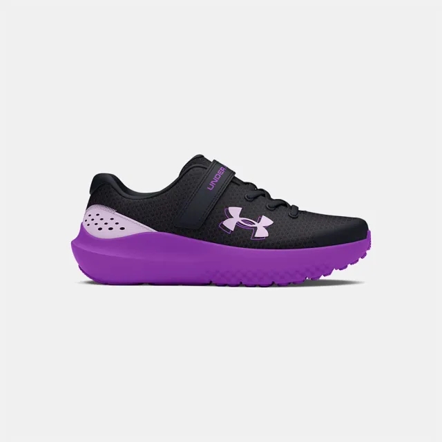 Girls' Pre-School  Under Armour  Surge 4 AC Running Shoes Black / Lavish / Salt Purple 11.5