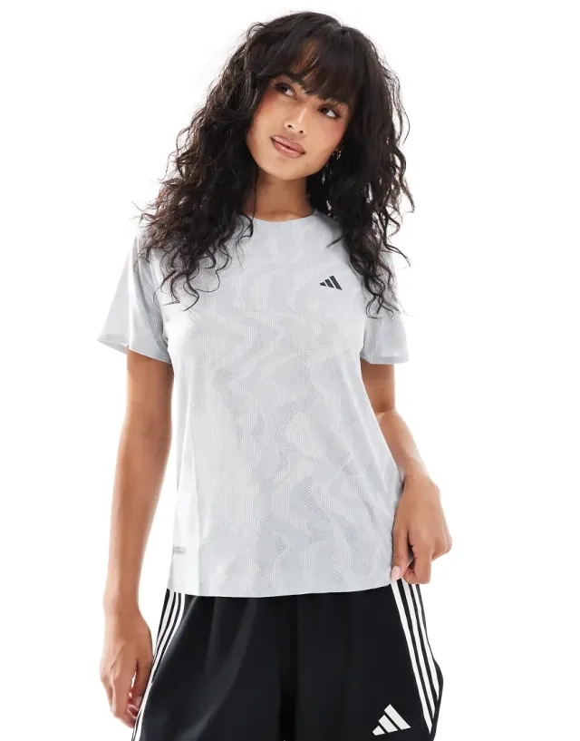 adidas Women's HEAT.RDY Engineered Running T-Shirt, Halo Silver