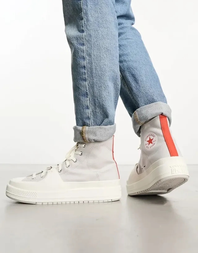 Converse Ctas Hi Construct In Grey And Red