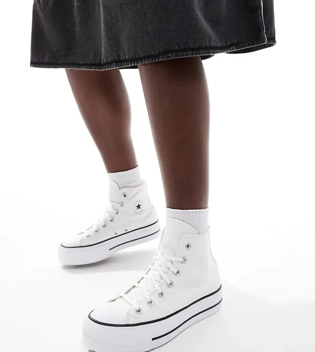 Converse Chuck Taylor All Star Lift Hi Wide Fit Trainers In White