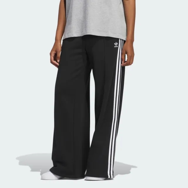 Adidas Originals 3-Stripes Loose French Terry Wide Leg Joggers In Black