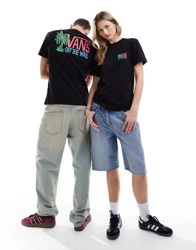 Vans Mens Palm Lines Short Sleeve T-Shirt in Black Cotton