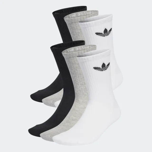 adidas Originals 6-Pack Trefoil Cushion Crew Socks, Grey