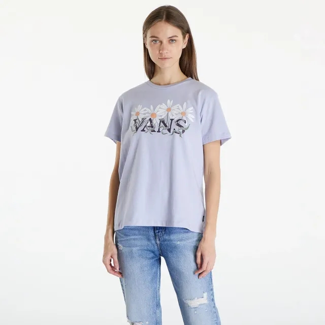 Vans Flower Friends Boyfriend Fit T-Shirt (Cosmic Sky) Women Purple