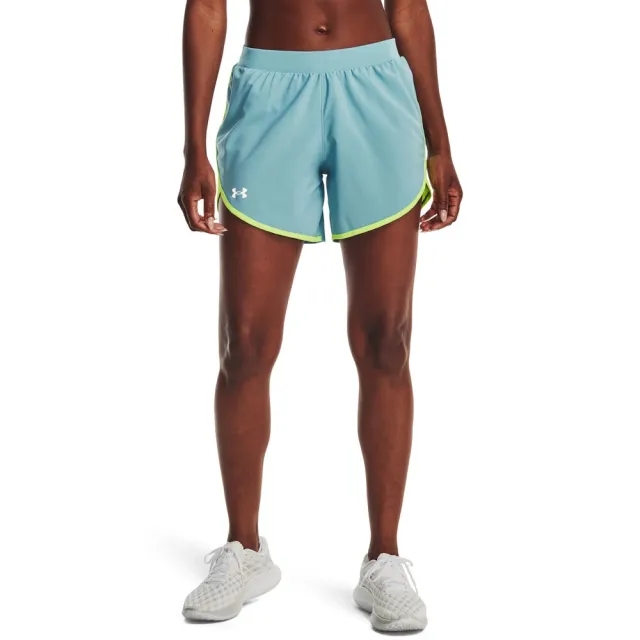 Under Armour Fly By Elite 5in Shorts Women - Light Blue, Neon Yellow