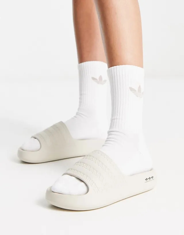 Adidas Originals Adilette Ayoon Sliders In Oatmeal-Neutral