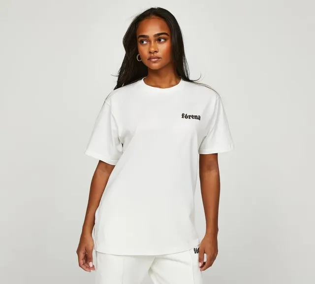 Forena Womens Good Energy Boyfriend T-Shirt - White - Size XL - White