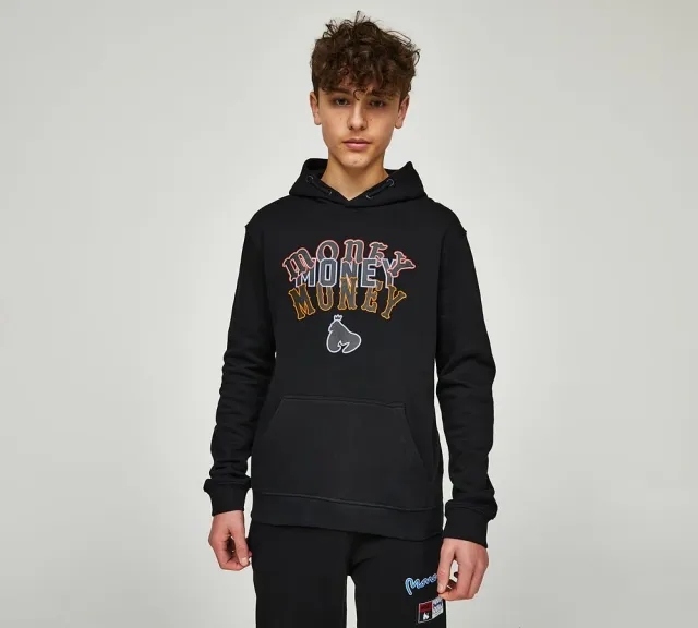 Money Clothing Junior Multi Logo Overhead Hoodie - Black - Size 10-11Y - Black