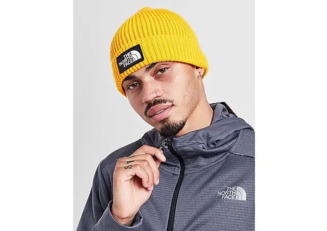 The North Face Logo Box Cuffed Beanie Hat - Yellow - Size ONE SIZE - Yellow