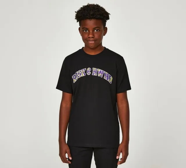 Risk and Reward Junior Paisley Text T-Shirt - Black - Size M/B - Black