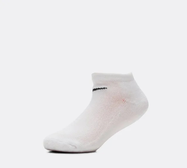Nike Kids Basic 3 Pack No Show Sock - White - Size 9.5-2.5 - White