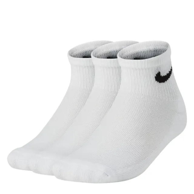 Nike Kids 3 Pack Basic Ankle Sock - White - Size 9.5-2.5 - White