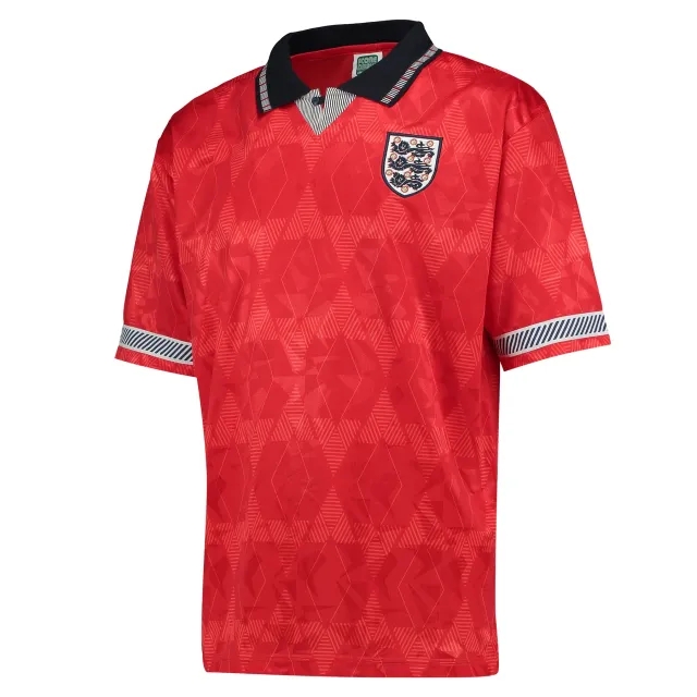 Score Draw England '90 World Cup Away Retro Shirt - Red - Mens