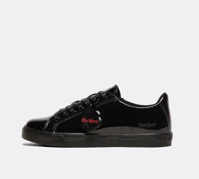 Kickers Junior Tovni Lacer Patent Shoe - Black - Size 3 - Black