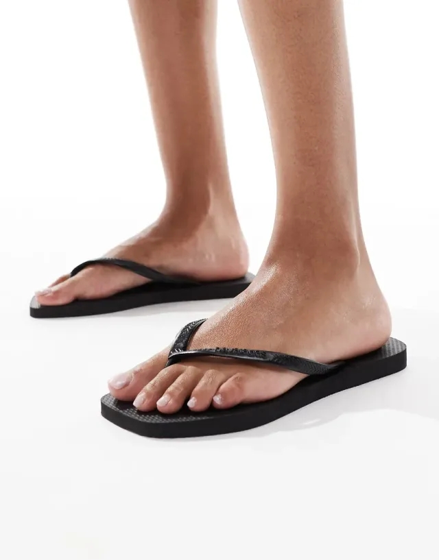 Havaianas Womens Slim Square Slide - Black - Size 35/36 - Black