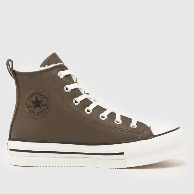Converse Junior Chuck Taylor All Star Hi Lift Trainer - Brown - Size 5 - Brown