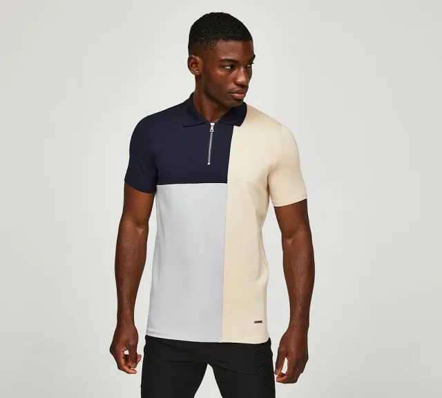Belier Cut and Sew Polo Shirt - Navy - Size XL - Navy