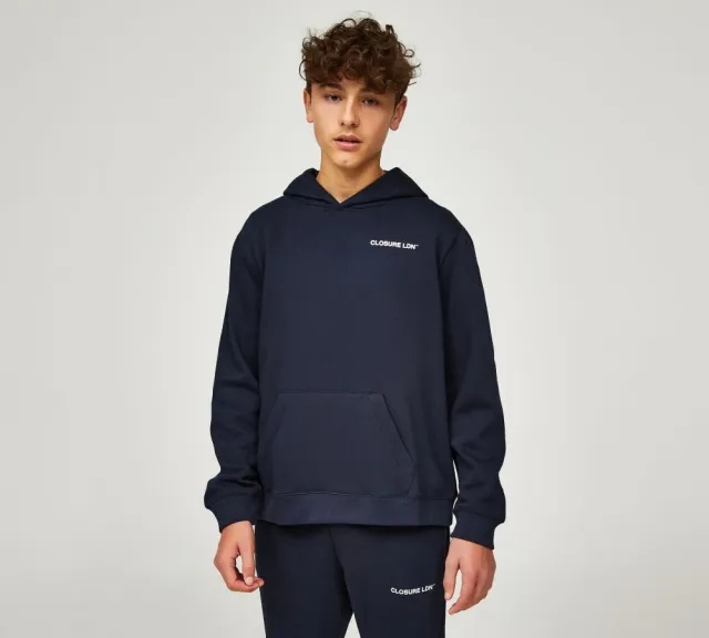 Closure London Junior Essential LDN Hoodie - Navy - Size L/B - Navy