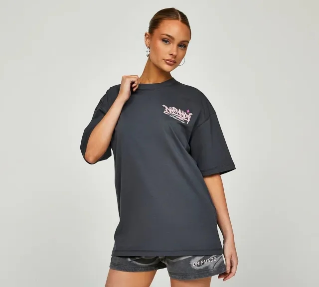 Dripmade Womens Street Tour 2.0 Boyfriend T-Shirt - Grey - Size XL - Grey