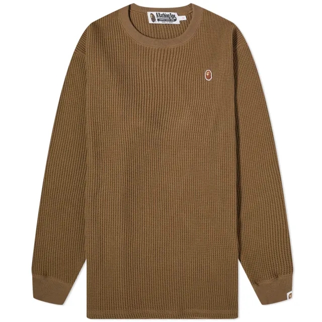 A Bathing Ape Women's Ape Head Waffle Top Olive Drab
