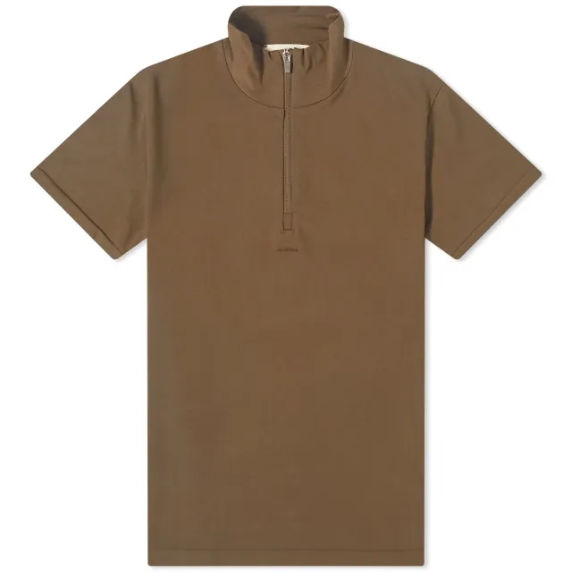Pangaia Women's Motion Low Impact Short Sleeve Half Zipped Top Soil Brown